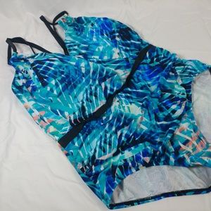 Coastal Blue Women's Plus Size 1X Control Swimwear